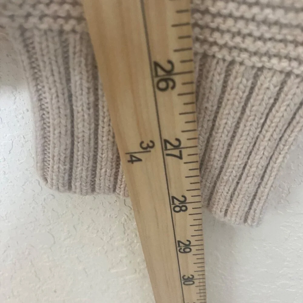 J.Crew Wool Blend Turtleneck Sweater Womens L Beige Tan Knit Granola‎ Fisherman